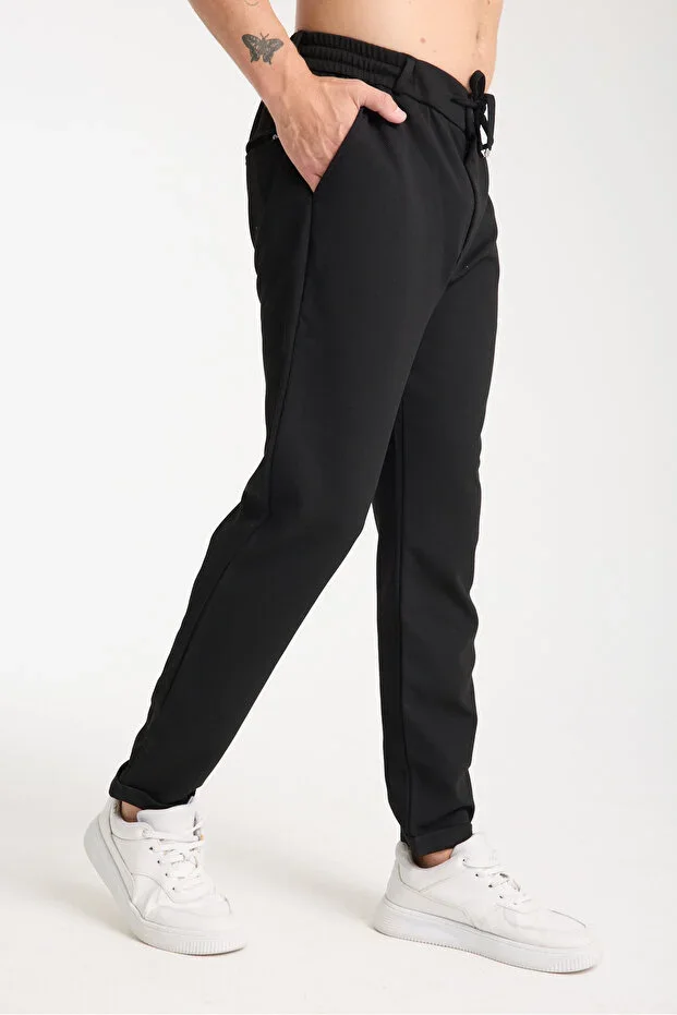 Men's Pants Elastic Waist Stretchy Hem Folded Jogger Style