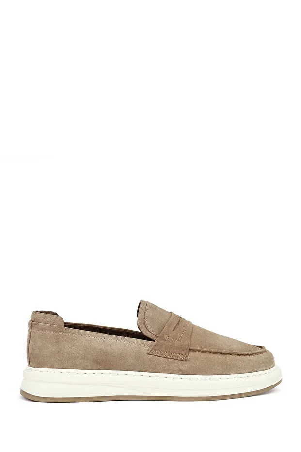Men's Beige Suede Leather Casual Loafer 26SFD602910