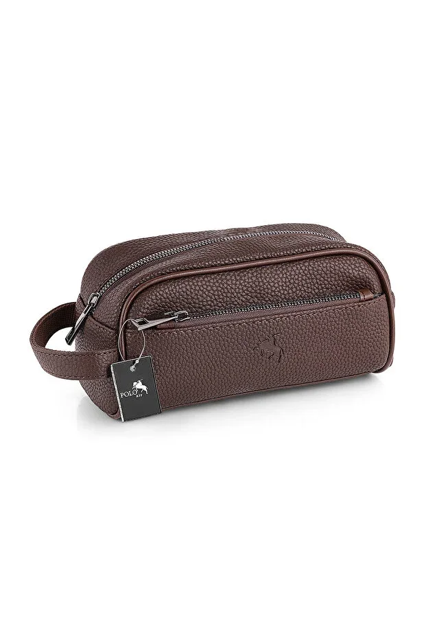 Men's Handbag Travel Organizer Shaving Cosmetic Pouch Brown ETN-71-K