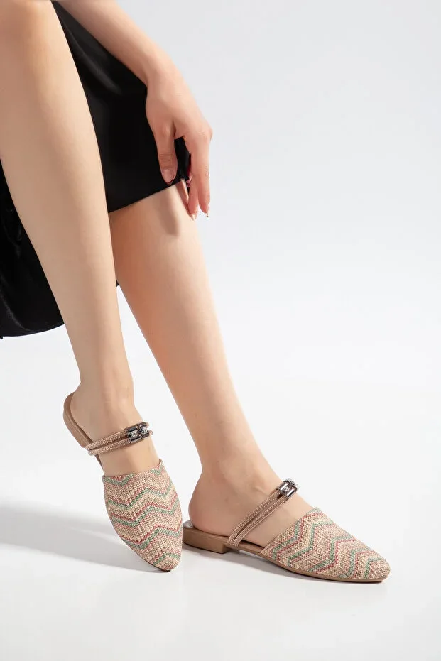 Jaylin Closed-Toe Women's Beaded Casual Straw Sandal & Slipper -0301 Take One Size Larger