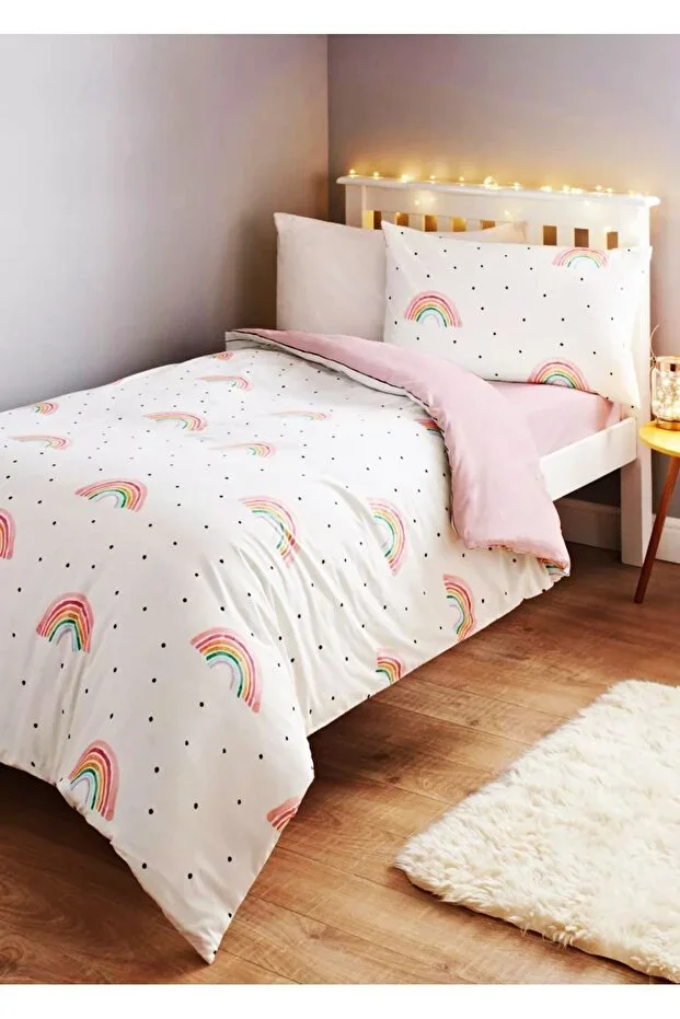 Fitted Sheet Double-Sided Single Duvet Cover Set Rainbow