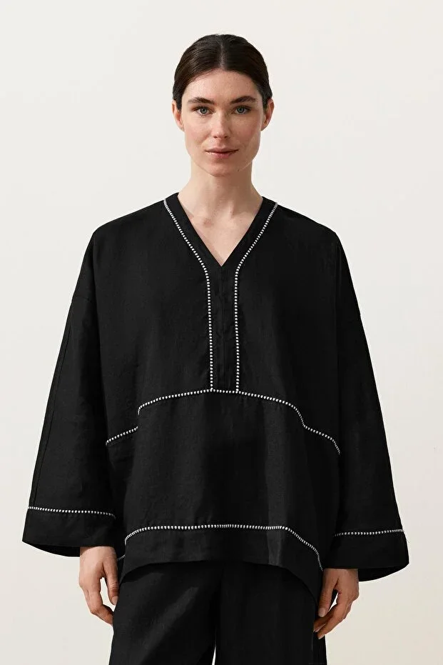 Oysho 100% Linen Kaftan Shirt