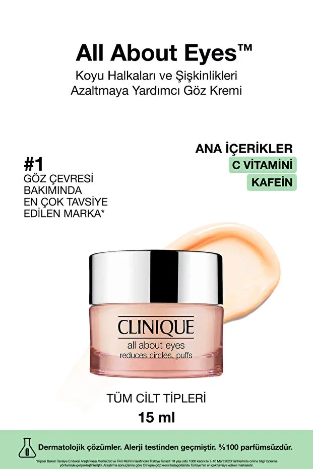 Clinique All About Eyes™ Eye Cream with Vitamin C and Caffeine | Anti-Puffiness and Dark Circles