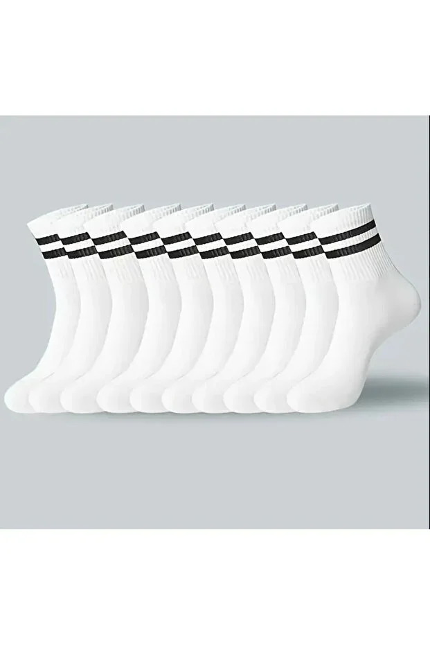 10-Pack White Cuffed Tennis Crew Cotton Socks (10 Pairs White)