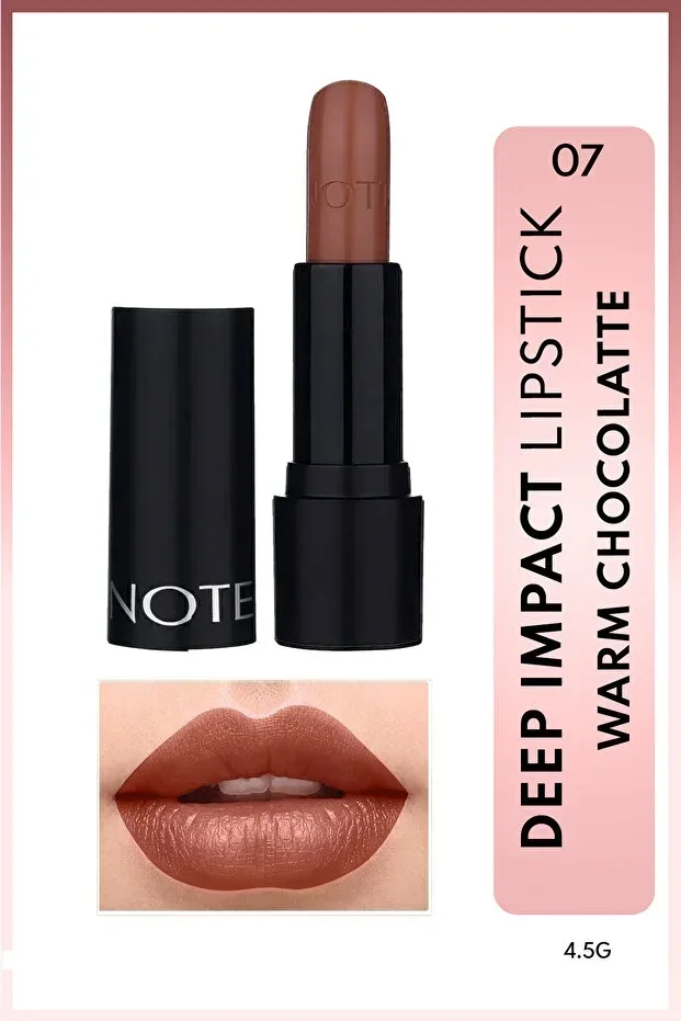 Deep Impact Lipstick Creamy Texture Semi-Gloss Lipstick 07 Warm Chocolatte - Brown