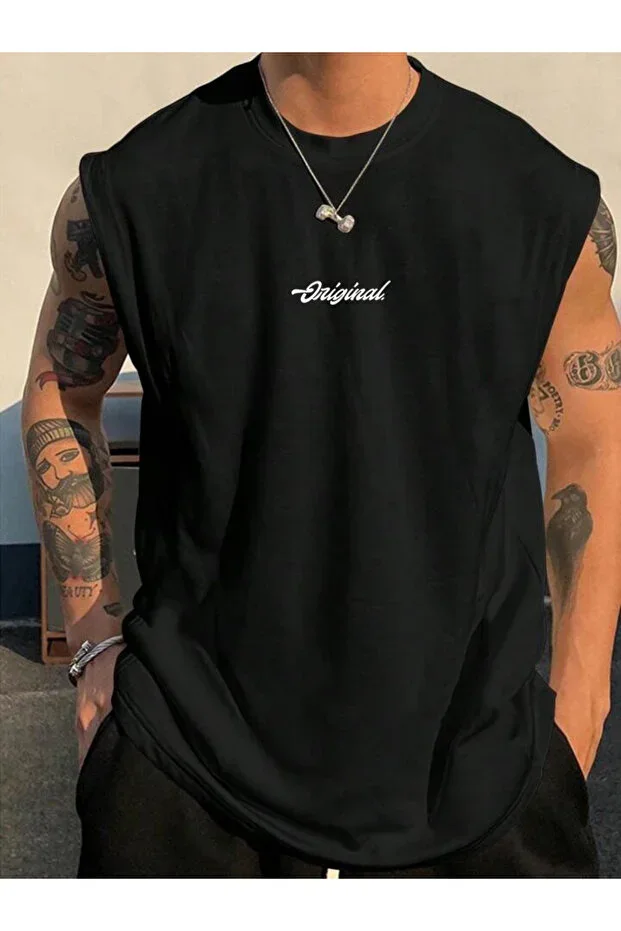 Original Sleeveless T-shirt Men's Zero Sleeve Plain Clothing Sportswear Oversize T-SHIRT