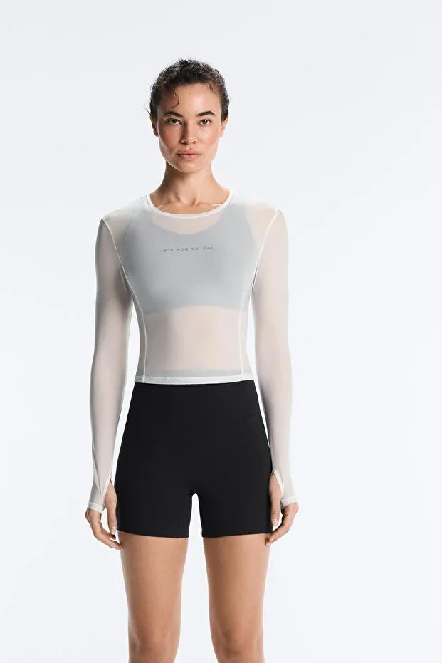 Oysho Long-sleeved technical T-shirt with lettering