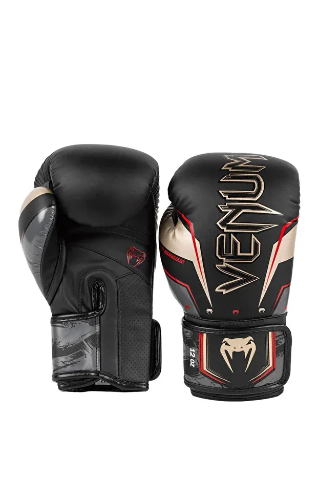 Elite EVO Boxing Gloves Black Gold Red Unisex Boxing Gloves