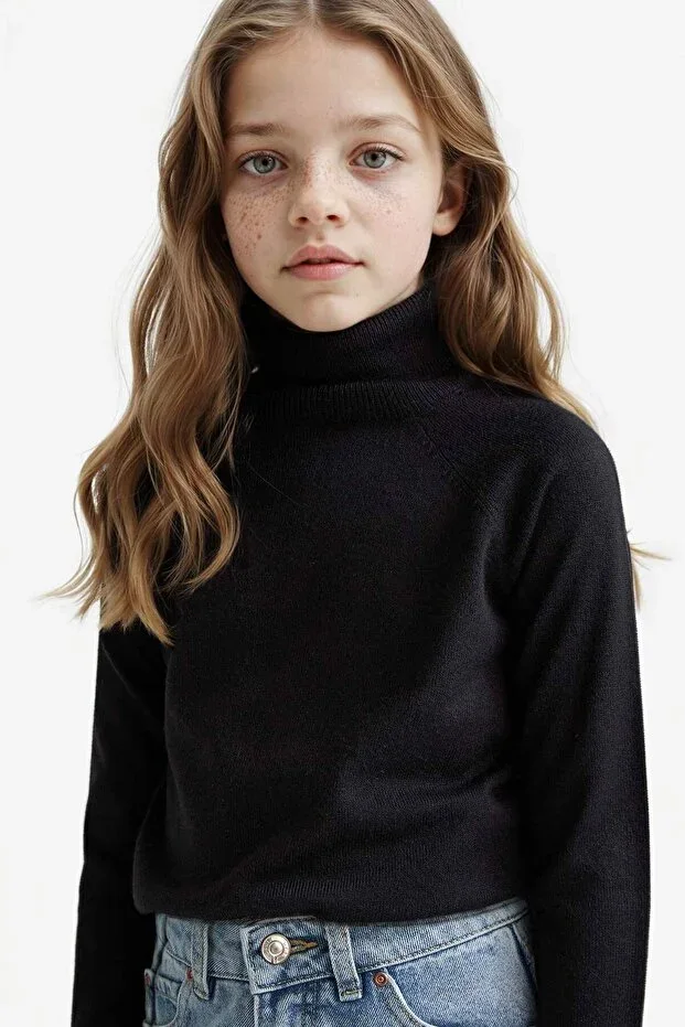 DeFacto Kız Çocuk Fisherman Neck Tricot Sweater R1953A625WN