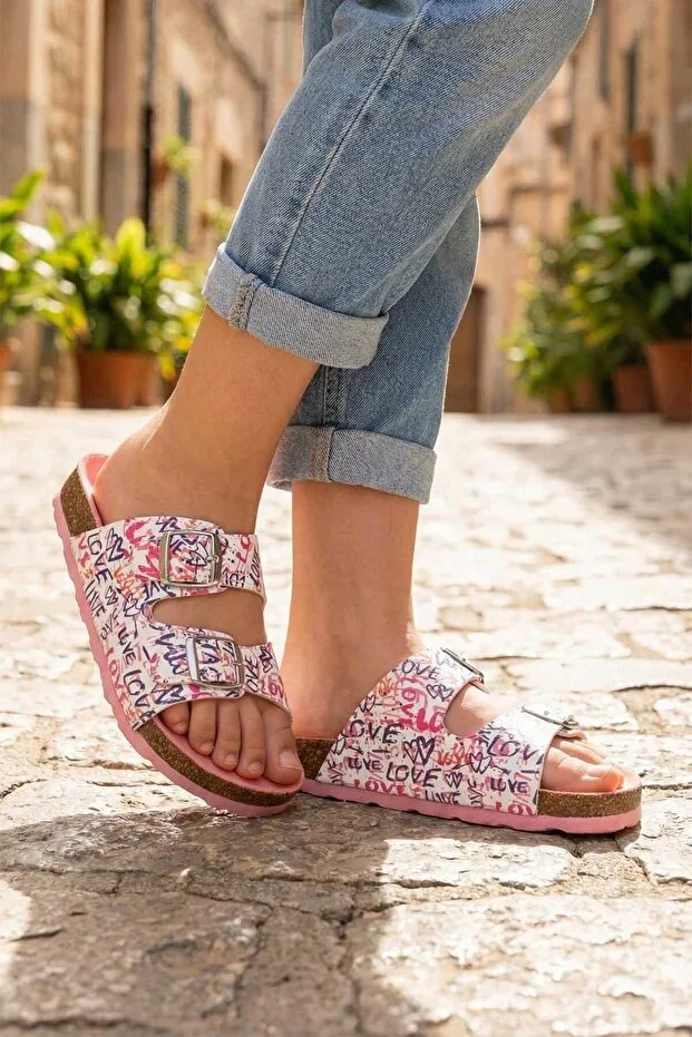 Girls' Summer Comfortable Mushroom PVC Sole Two Buckle Adjustable Daily Slippers
