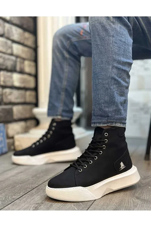 Men's High Thick Sole Casual Boots Durable Leather Odorless Sweatproof Boots Shoes