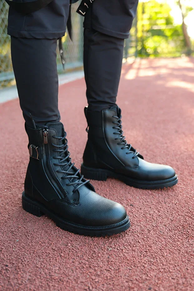 Black Men's Zippered Boots 0012134