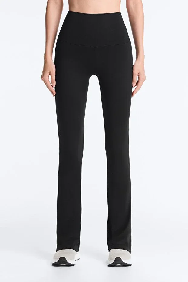 Oysho Women's Black Flare Comfort Trousers