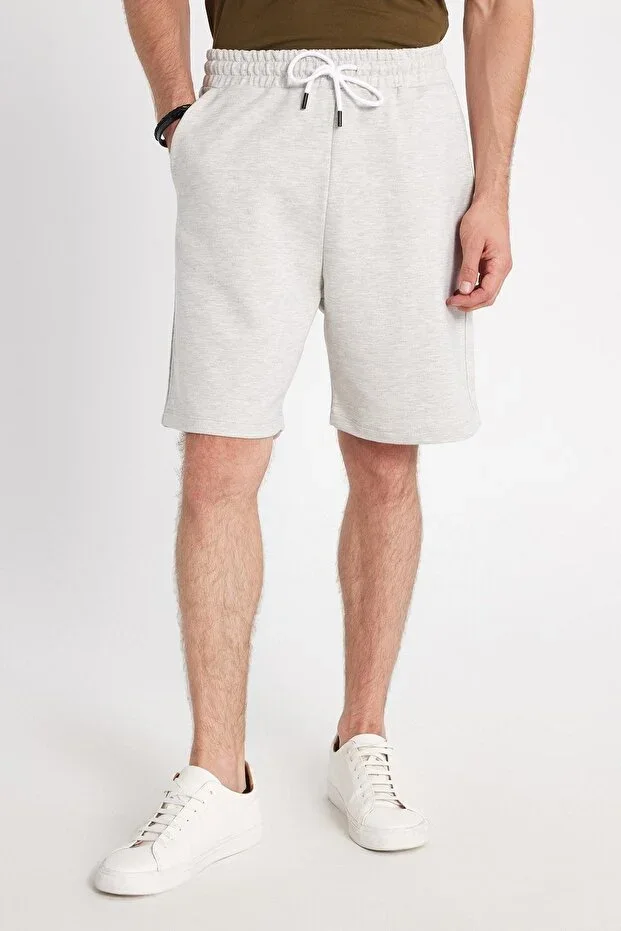 Men's Relax Fit Comfortable Cut 100% Cotton Grey Shorts with Drawstring Waist