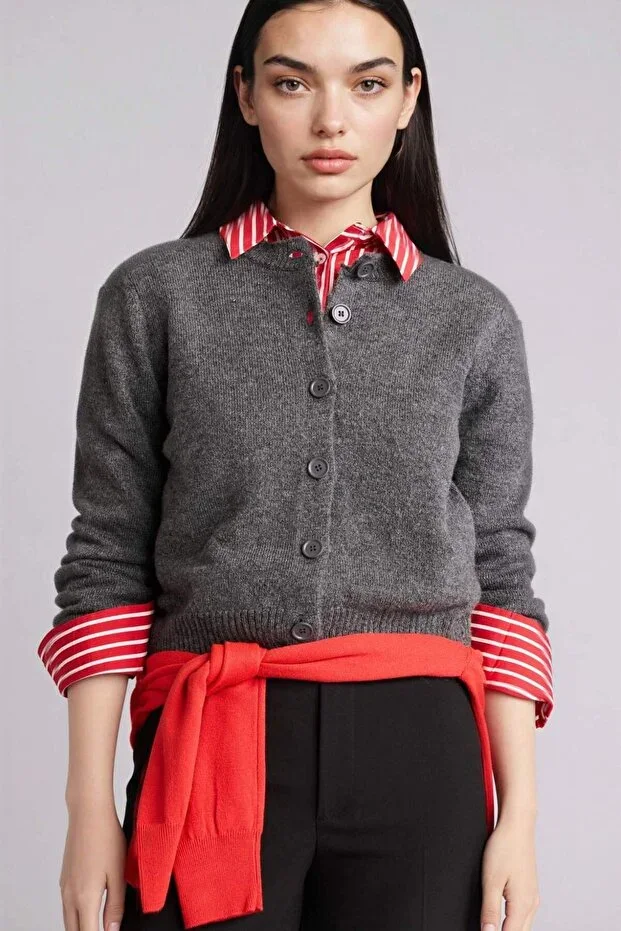 Regular Fit Bicycle Collar Cardigan E3654AX26SP