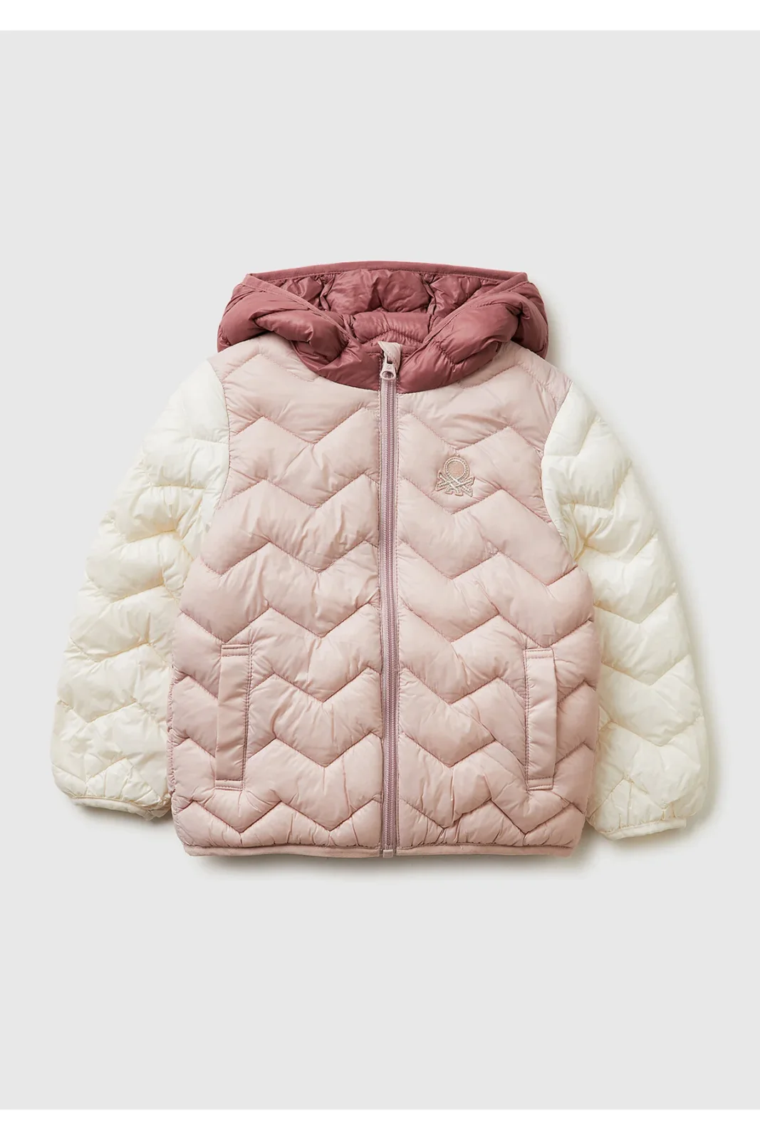 Girls Rose Dry Glitter Logo Embroidered Hooded Seasonal Thin Jacket