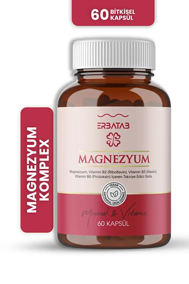 Magnesium 3-Form (BISGLYCINATE, CITRATE, MALATE) & Vitamin B2, B3, B6 - 60 Capsules