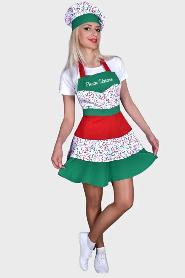 Apron Hat Set with Gift Kitchen Apron Women Chef Apron Chef Cafe Restaurant Barista Waiter
