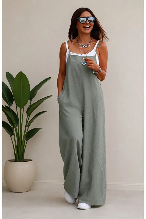 Legend Jumpsuit Dress with Camisole (Mint Green)