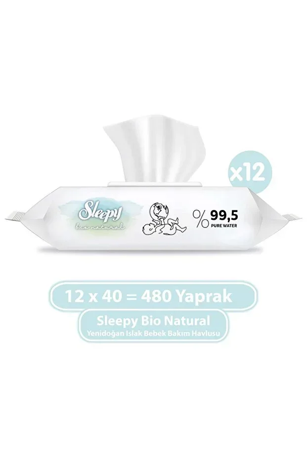 Bio Natural Newborn Wet Baby Care Towel 12x40 (480 SHEETS)