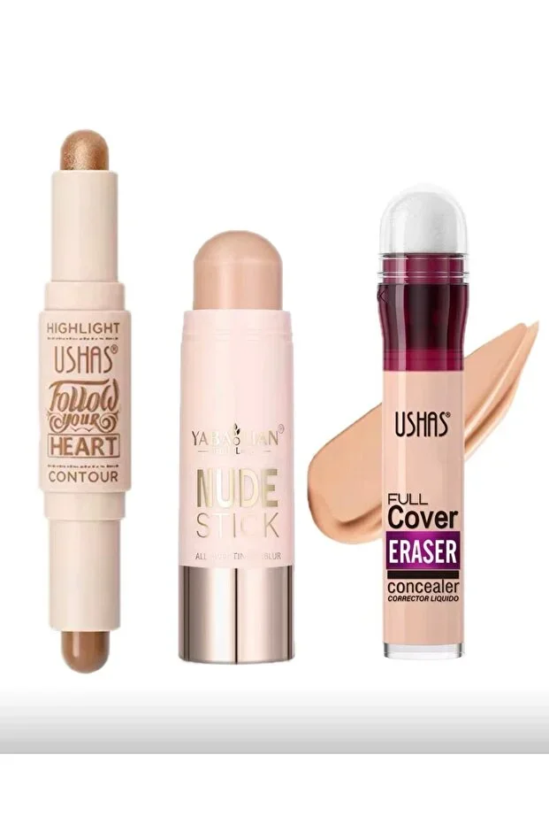 3-Piece Under-Eye Concealer Set Special Offer Different Tones And Highlighter