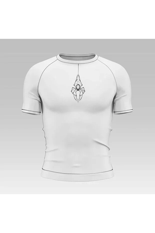 Yokedwear Hanging Spider Compression Tight / Slim Crew Neck T-Shirt off-white