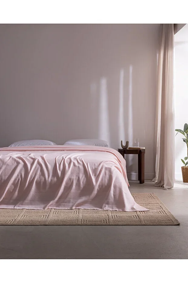 Mathilda Single %100 Cotton Brushed Plain Pique - Powder