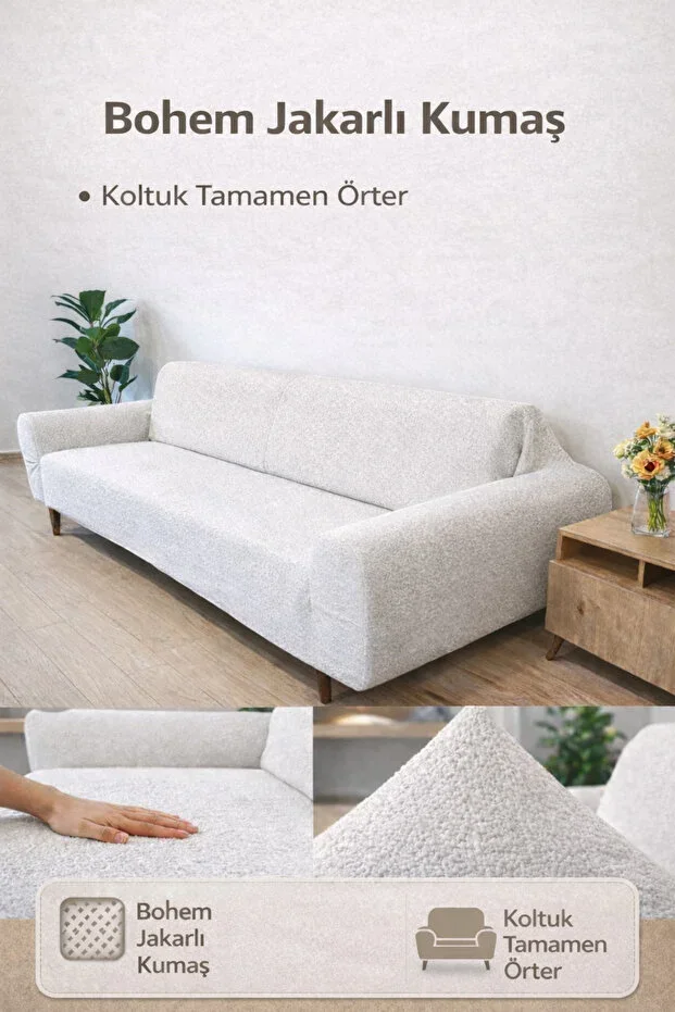 Bohemian Pattern Jacquard 3-Seater Sofa Cover | Elastic Armchair Cover | Sofa Cover | Sofa Slipcover