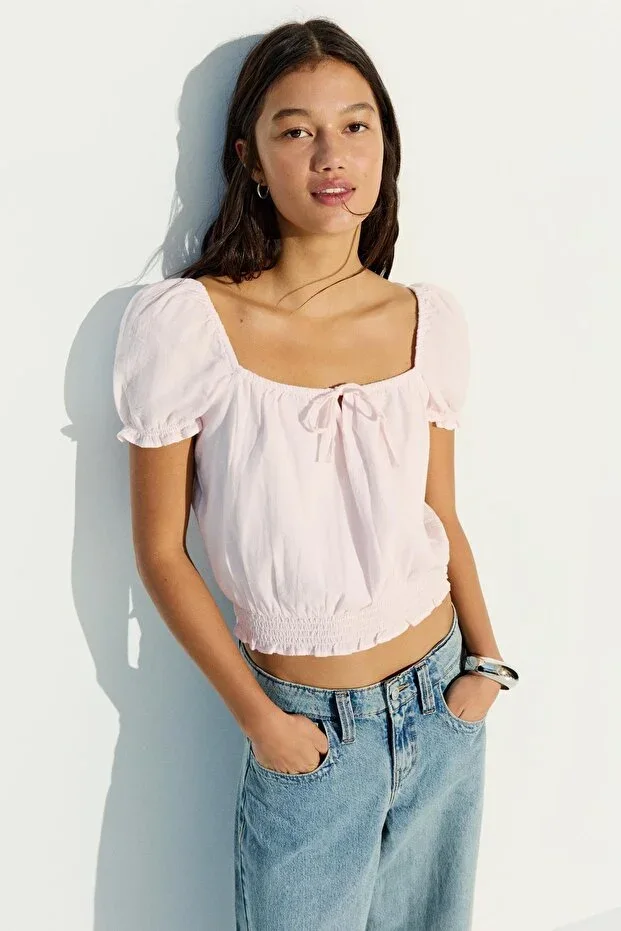 Balloon sleeve rustic blouse