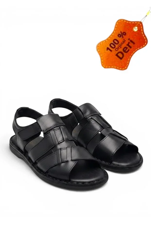 Daily Genuine Leather and Heel Cushion System Orthopedic Men's Sandal