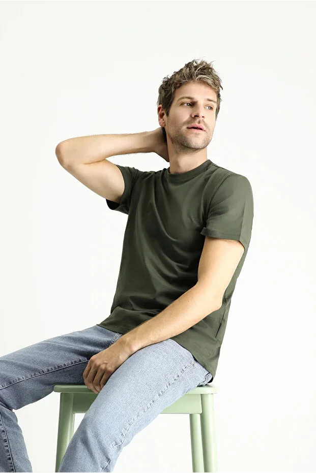 Bicycle Collar Regular Fit 100% Cotton Interlock Basic T-shirt