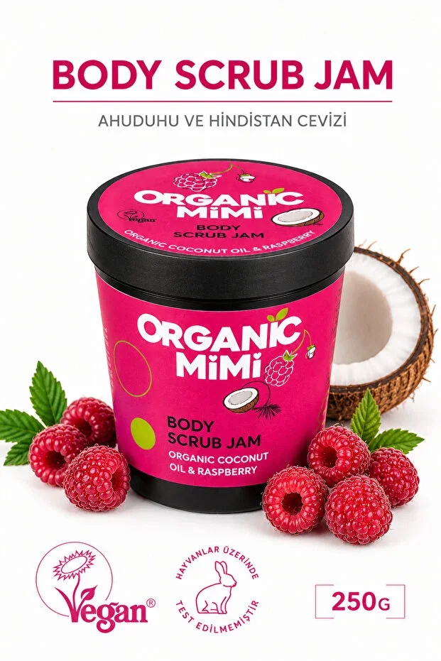 Moisturizing Body Scrub for Sensitive Skin, 98% Natural, Coconut Raspberry, 250 G Body Scrub