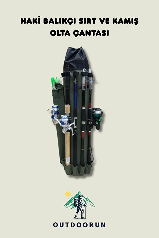 Khaki Fisherman's Backpack and Rod Fishing Bag