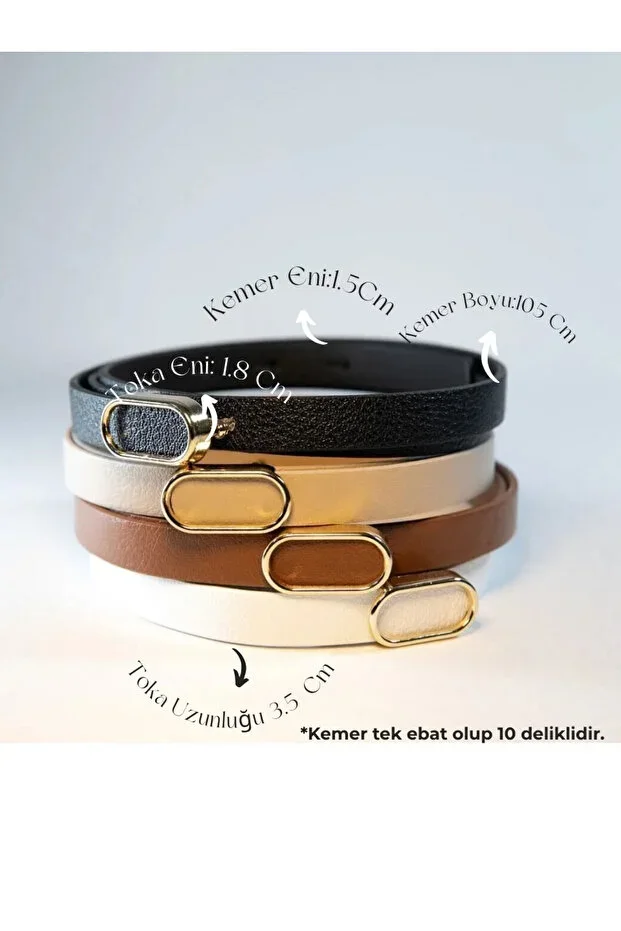 4-Piece Imported Oval Gold Buckle Thin Belt, Trouser Belt, Shirt Belt, Jacket Belt