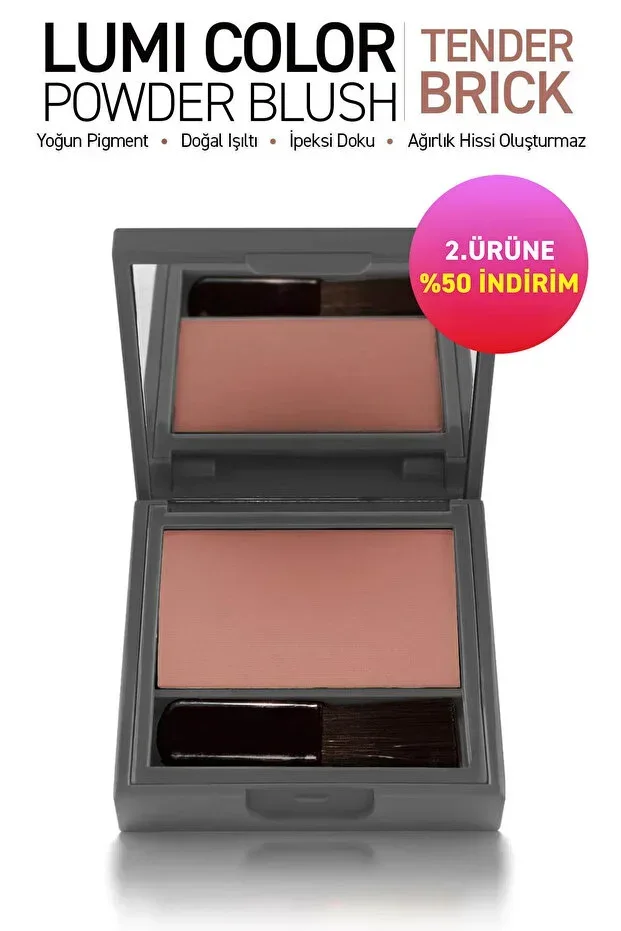 Intensely Pigmented Ultra-Fine Silky Textured Powder Blush - Lumi Color Powder Blush 155 Tender Brick