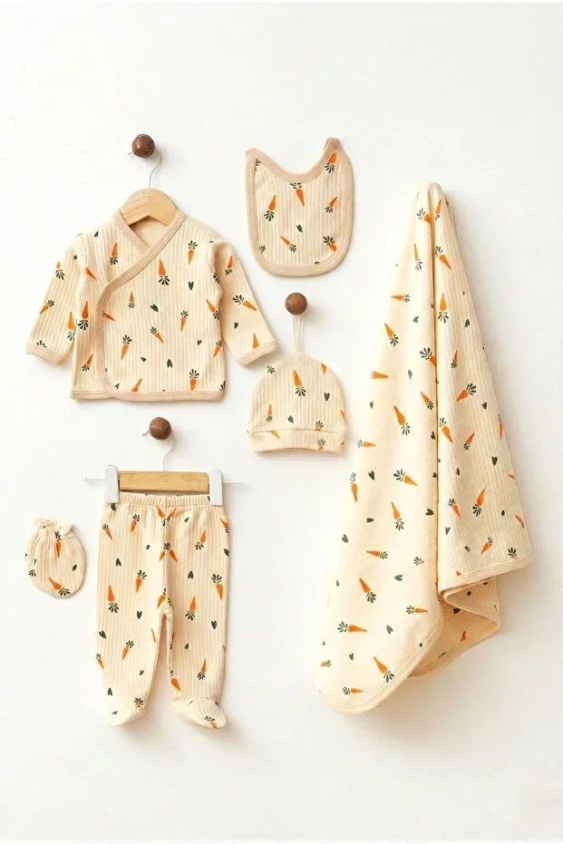 Baby Carrot %100 Cotton 6-piece Newborn Hospital Exit Set yk234424