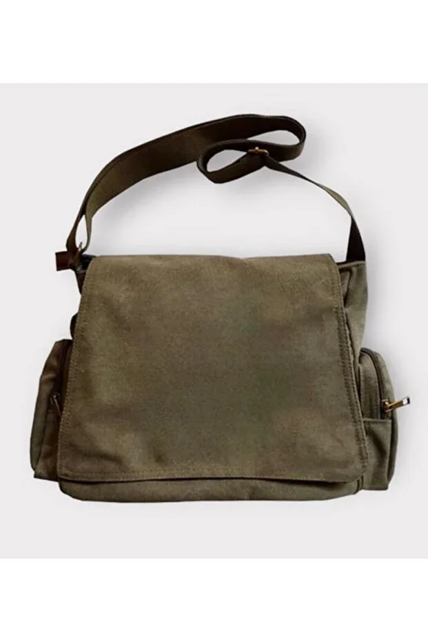 Khaki Postman Bag Unisex Street Style