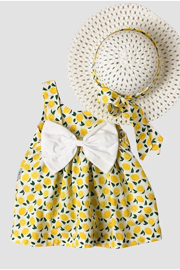 Baby Girl Dress Fruit Patterned with Hat Set