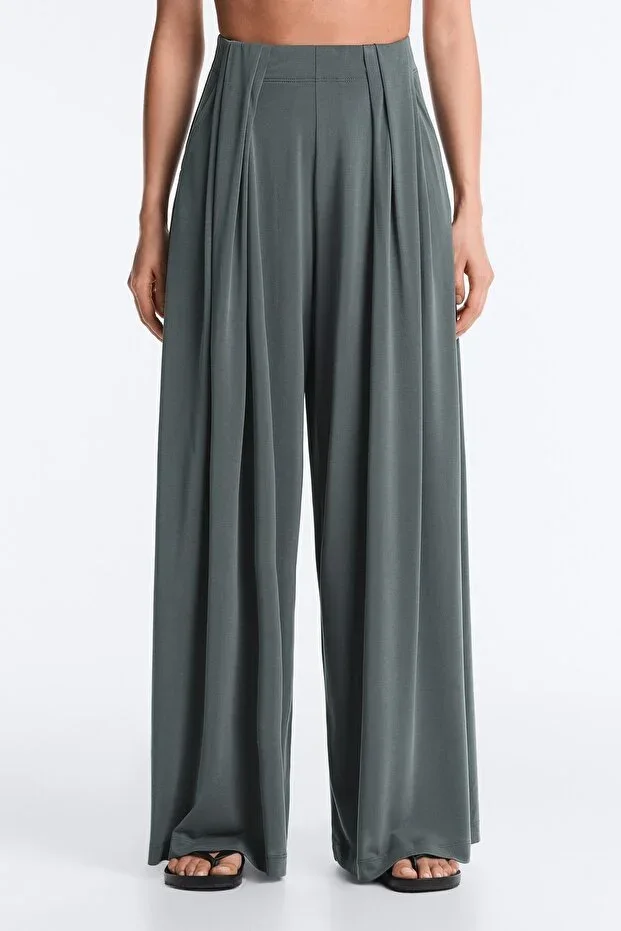 Oysho Loose Trousers with Pleated Waist Detail in Modal Blend