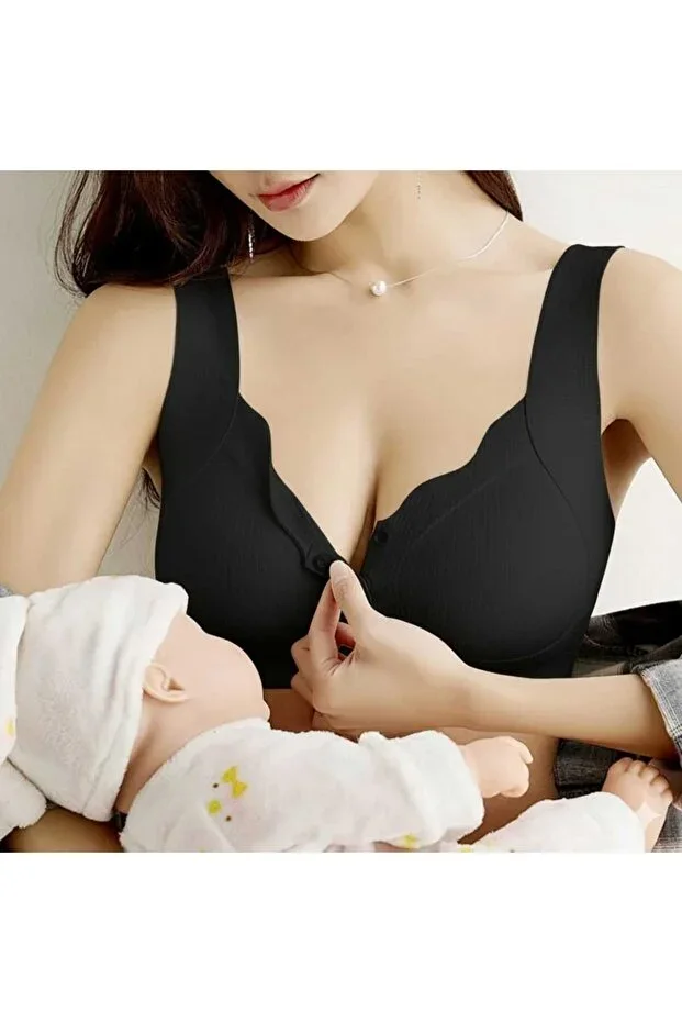 Front-Opening Back-Supported Thick-Strapped Seamless Modern Nursing and Maternity Bra