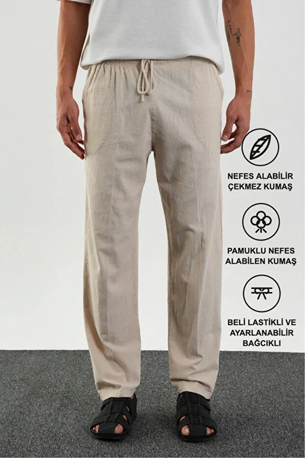 Defy Men's Regular Fit Linen Look Trousers