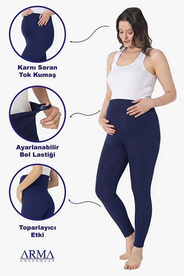 Waist Adjustable Navy Blue Flexible High Waist Maternity Tights