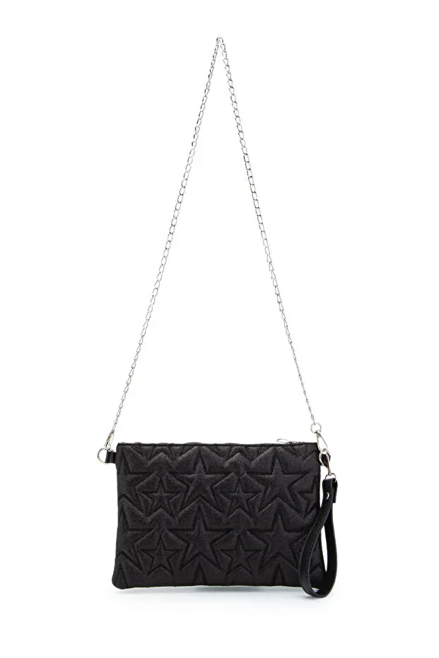 Star Stitch Clutch Star Women's Bag Glitter Black