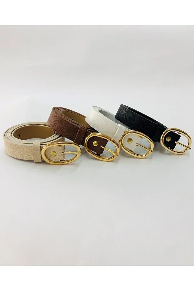 4-Piece Opportunity Product Oval Buckle Women's Pants Belt, Jacket Belt, Dress Belt, Shirt Belt