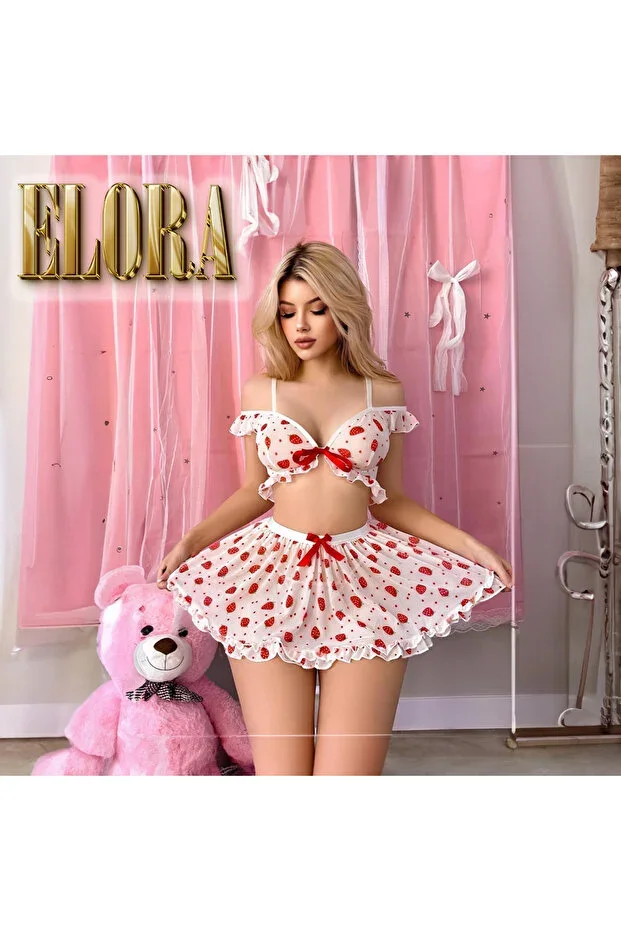Strawberry Patterned Lace Shorts Pajama Set – Dowry Nightgown Lingerie
