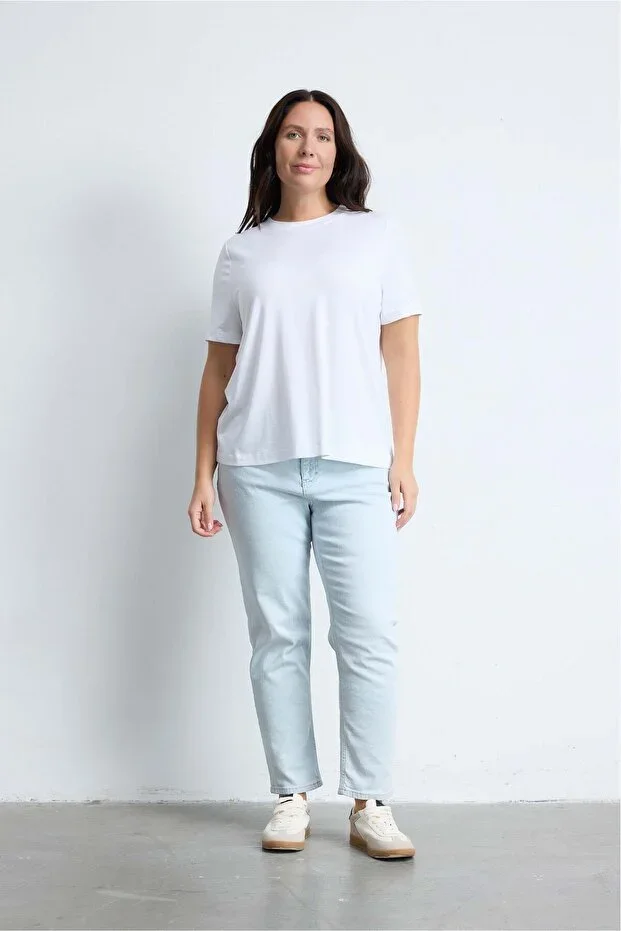 BRADLEY Crew Neck Plus Size Basic T-shirt White