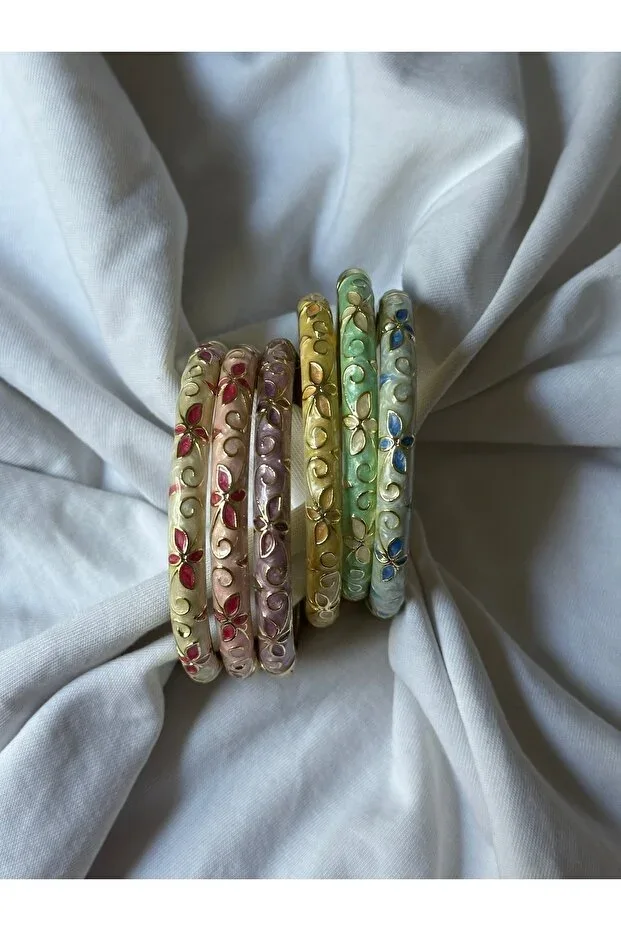 Colored Enamel Hinged Bracelet