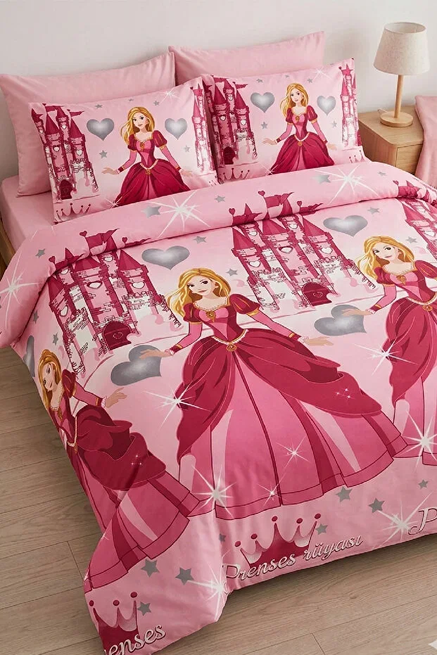 LaLiva Princess Cotton Duvet Cover Set Single Bed Fitted Sheet Natural Healthy Cotton