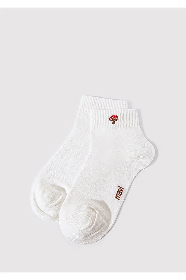 Mantar Embroidery Detailed Ecru Sock 1912755-620