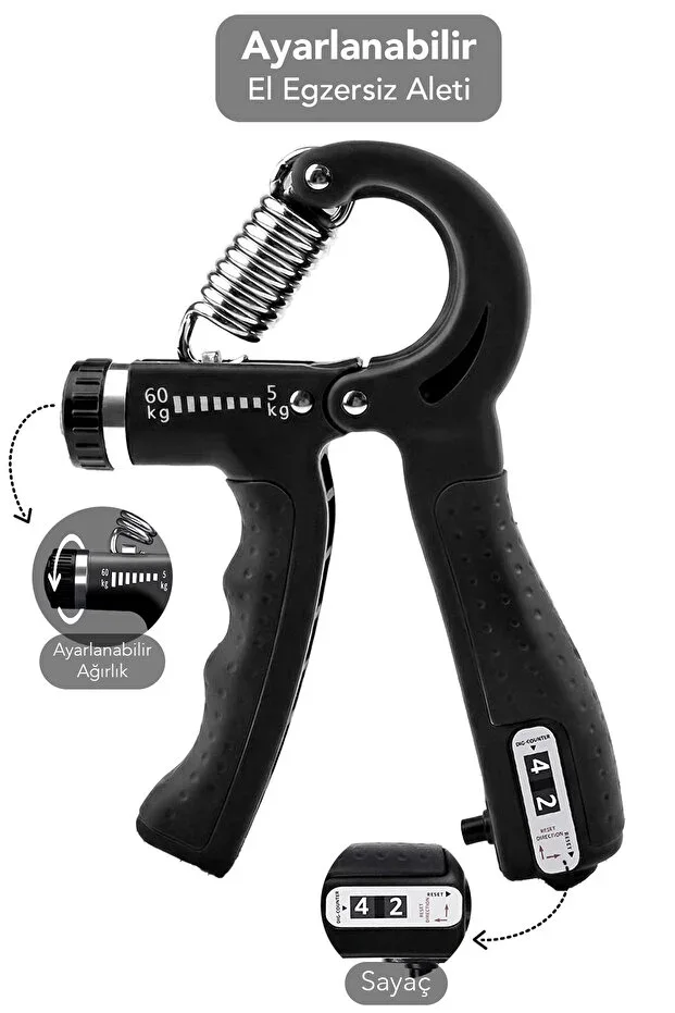 5-60 Kg Adjustable Hand Gripper - Hand Arm Wrist Strengthener Exerciser with Counter